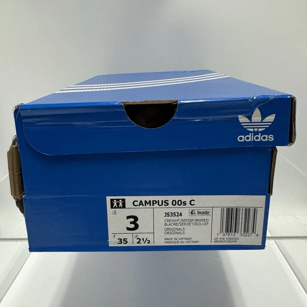 Brand New ADIDAS Campus 00s Kids Cream Pink Valentines Hearts JS3524 Size 3C